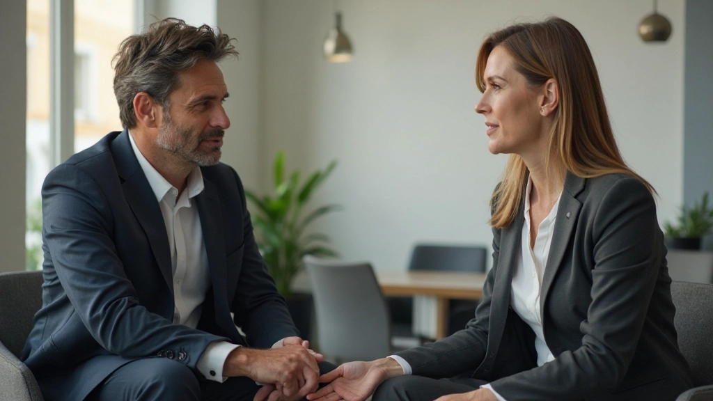 Dos personas resolviendo un desacuerdo con calma y respeto mutuo