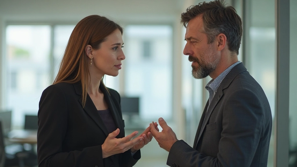 Dos personas mostrando comunicación tensa, ilustrando errores comunes en conflictos