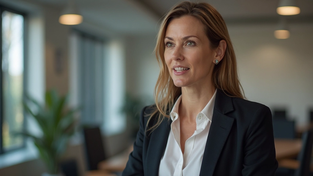 Persona hablando en una reunión con expresión serena, demostrando control y claridad vocal con lenguaje corporal relajado