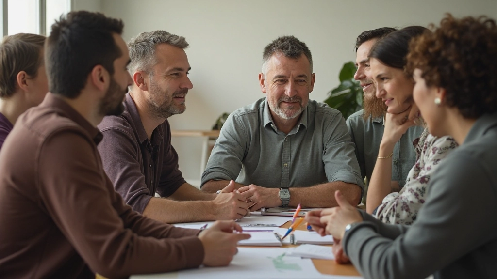 Dos personas en una conversación profesional, haciendo contacto visual en un ambiente de oficina moderna